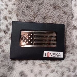 Toneka Gun-Metal Black American Flag Belt Buckle